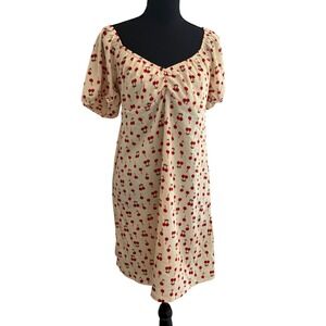 XSIDE Cherry Print Fairy Y2K Babydoll Dress XL Soft Girl Coquette Dainty